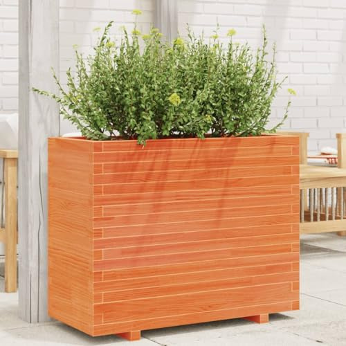 Homgoday Fioriera Grigliato per Giardino, Fioriera Giardino Marrone Cera 90x40x72 cm Legno Massello Pino, Fioriera Grigliato per Giardino, Fioriera da Esterno,Fioriera Balcone
