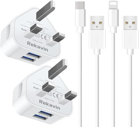 iPad Charger,2 Pack Apple i Pad USB C/Lightning Cable and Plug 5V/2.1A Charge for Pro 12.9 11 13 inch 4th 5th 6th M4 Generation/Air 4th 5th Gen M2 M3/Mini 4 5 6 A17 Pro/Pad 7th 8th 9th 10th A16 11th