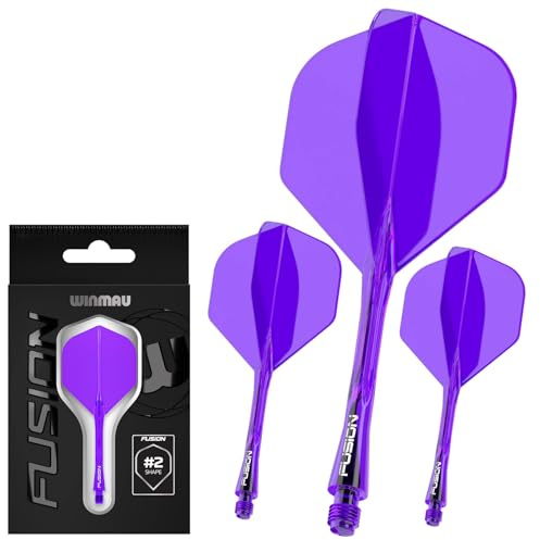 WINMAU Darts - Fusion Integrerat flyg- och axelsystem - No.2 Form och design – Klar Färg, Medium Längd