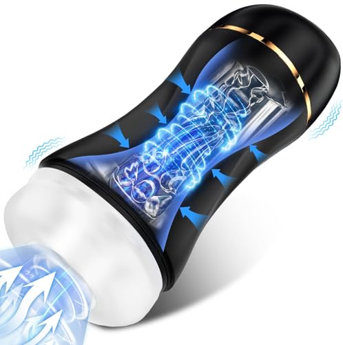 Sex Spielzeug für die Männer Saugen Masturbator, 10 Profi-Stufen Saug-Dehn-Modi, Doppelte Kraft Rundum-Vibration Masturbieren für Männer Elektrisch Penispumpe Vibratorensets Sexspielzeug Solo