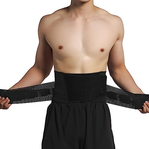 Rückenstütze für Sport und Arbeit, für Herren, Lendenwirbelstützgürtel, Schmerzlinderung in der Taille, verstellbarer Bauchstützgürtel für Ischias, Skoliose, Bandscheibenvorfa(Schwarz-M/Medium)