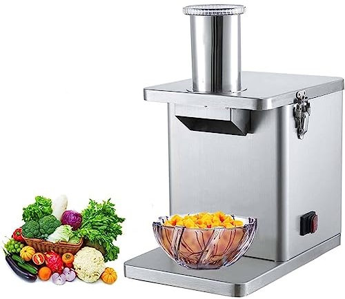 Electric Vegetable Dicer, Commercial 250W Vegetable Chopper Dicer Shredder Automatic Onion Potato Cutter Food Processor Fruit Cutting Machine with Dicing Knife nets and Slicing Blade Blades