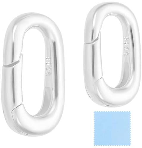 Beebeecraft 2 Pieza de Cierre de Resorte Ovalado de 2 tamaños 925 Piezas de Plata de Ley Pequeño Anillo de Resorte Mosquetón Conector para Hacer Joyas Pulseras Y Collares