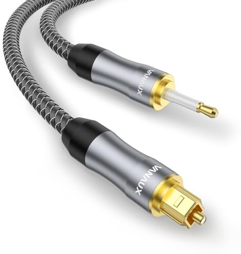 VANAUX Cavo ottico digitale Toslink a Mini Toslink, S/PDIF, placcato oro 24 K, per TV, lettore DVD, soundbar, sistemi stereo (1,5 m)