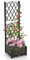 RELAX4LIFE Blumenkasten mit Rankgitter, Rankgitter mit Rattanoptik Pflanzkasten, Pflanzkübel mit Spalier, Hochbeet mit Rankhilfe, Spalier mit Blumentopf für Garten (Kaffee, 40 x 40 x 122 cm)