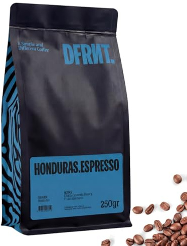 DFRNT. Honduras Espresso 250g – Café de Especialidad en Grano (86 Puntos SCA) – Specialty Coffee Beans 100% Arábica – Notas Cítricos y Caramelo – Ideal para Espresso – Tostado hace +1 Mes
