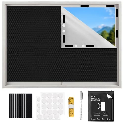 Fenster Verdunkelung Sonnenschutz Verdunklungsstoff 300X145CM: Verdunkelungsrollo Ohne Bohren Verdunklungsfolie für Fenster - Tragbare Reise Fenster Verdunklungsstoff