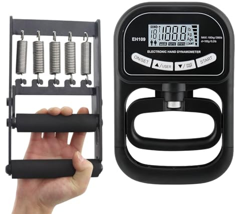 AHTAPFON Testeur de force de poignée de main - Dynamomètre électronique - Supporte une force de 180 kg - Entraîneur de force de préhension de bras de 300 kg - Pour le sport, la maison, l'école et la