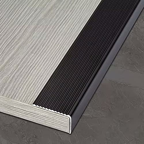 SUCHETA Black Stair Nose Aluminum Edging,1 2 3 4 Inch Extra Wide Floor Transition Strip for Door/Craft/Hardwood Floor,Windowsill Nose/Decorative Edge