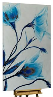 KunstLoft Ölgemälde 'Blue Blossoms' 180x120cm | Original Handgemalte Gemälde | Shabby Chic | Blau | Leinwand-Bild Ölgemälde einteilig groß | Modernes Kunst Ölbild