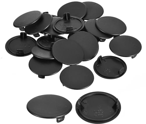 sourcing map 100Pcs Hinge Hole Covers, 35mm(1 3/8) Dia Plastic Concealed Hole Cover Round Flush Type Cap for Furniture Cabinet Cupboard, Black
