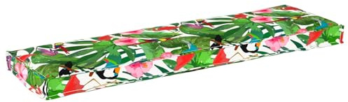 vidaXL Cojín de Palet para Banco Selva Tropical 140 x 40 x 8 cm, Tela Oxford, para Uso en Interiores y Exteriores, con Funda Desmontable, Estilo Moderno y Elegante, cojín cómodo, Relleno para Muebles