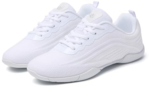 YUKTOPA Weiße Cheerleading Schuhe Mädchen Damen - Für Jazz Tanz Yoga Fitness Gymnastik Aerobic - Schnür-Turnschuhe White 40