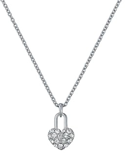 Ted Baker Paige Pave Crystal Padlock Heart Pendant Necklace for Women (Silver/Crystal)