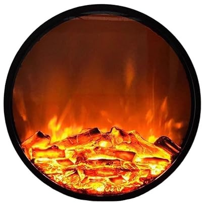 Electric Fireplace Round Electric Fireplace Inserts, Realistic 3D Flame Effect, Recessed and Wall Mounted Decorative Fireplace Atomization Fireplace(Large)