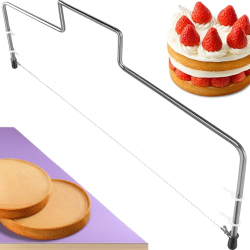 4happy Tortenschneider Edelstahl, 32 cm Tortenbodenschneider | Kuchenschneider höhenverstellbar, Tortensäge zum einfachen Schneiden des Tortenbodens in gleichmäßige Schichten