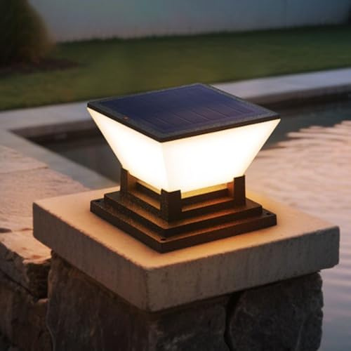 HpLive Solar Pfostenlichter 1500 mAh IP65 Wasserdicht mit 3 Lichtmodi 3000K-6000K für Gartenzaun Torpfosten 7x7/8x8/9x9/10x10 cm(106mm)