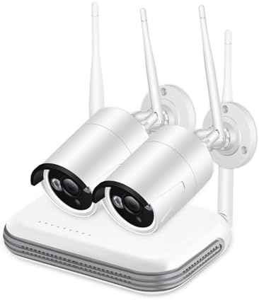 JOXLOVER CCTV Wireless 8CH Telecamera IP 3MP AI Face Detection Mini NVR CCTV Kit Visione Notturna A Infrarossi Video Sorveglianza per Esterni(None,8CH NVR with 2 Cams)