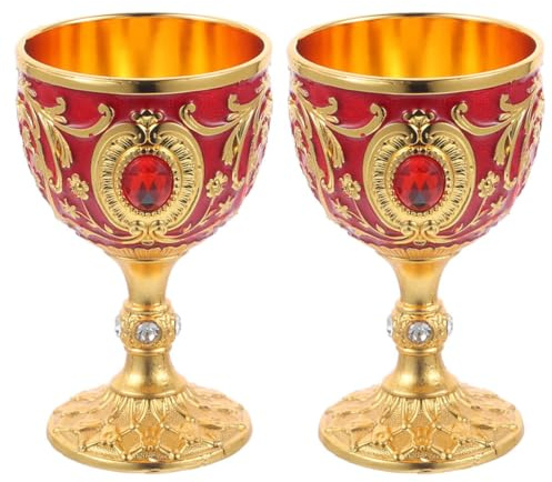 ELAYARD 2piezas Copa Retro De Metal Pequeña Para Vino y Whisky Vaso Multiusos Para Licor y Cócteles Copas Vintage Para Fiestas y Regalos