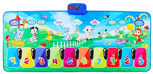 Musikmatte, Klaviermatte, Baby-Musikmatten, tragbar, interaktiv, mit 10 Tasten, Fußklaviermusik, Spielteppich für Kinder, Kleinkinder, Kinder, zum Spielen im Innen- und