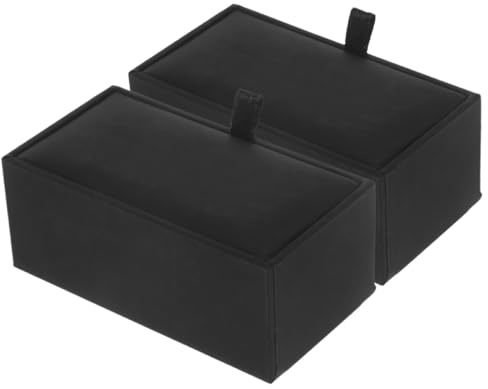 Ciieeo Scatola per Gemelli Design Versatile e Ampia Capacità in Pelle Pu Nero 2 Pezzi Elegante e Classica per Conservare Coppie di Gemelli