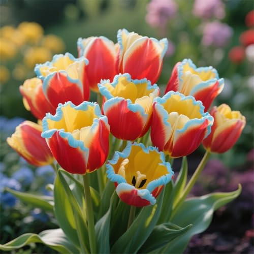 Tulpen zum Anpflanzen-winterhart mehrjährig Tulpen Rhizome/Schnelles Wachstum/Hochwertig, gemischt,selten,ausgewählt/Starke Anpassungsfähigkeit-4Rhizome-E