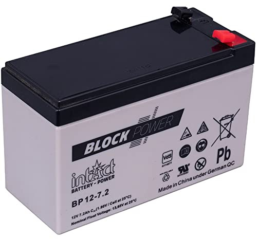 intAct Block-Power AGM Batterie 12V 7,2Ah - auslaufsicher und wartungsfrei - vielseitige AGM Versorgungsbatterie - für Freizeitbereich, Notstromanlagen, Sicherheitssysteme - Maße (LxBxH): 151x65x98mm
