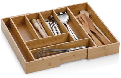 kela Portaposate in bambùper cassetti 35 - 58 x 43 x 6,5 cm, estraibile, inserto per cassetti con 6 o 8 scomparti, KALMA, organizer per cassetti da cucina