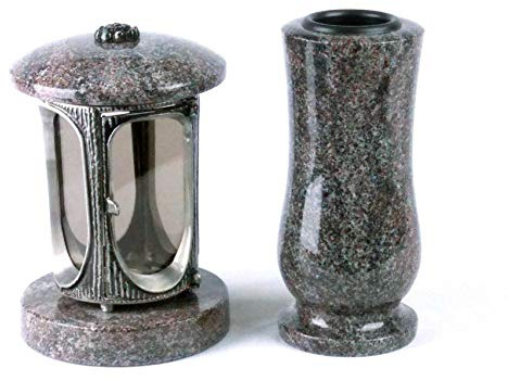 Designgrab grave lykta aluminium kropp och vas i granit paradiso