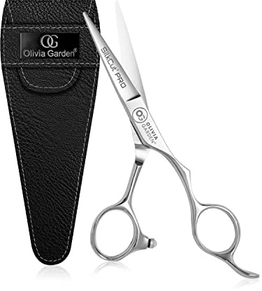 Olivia Garden SilkCut Pro Schere 16,5 cm – Ultra scharfe, konvexe Stahlklingen, schlankes Design und Scherhülle im Lieferumfang enthalten
