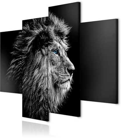 decomonkey Bilder Set Löwe 126x98 cm 4 Teilig Leinwandbilder Wandbild Tiere | Strukturleinwand, Holzkeilrahmen, Bild auf Leinwand, Kunstdruck, Wanddeko, Wohnzimmer, Wanddekoration