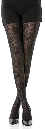 Gi&Gi Collant in retina 40 denari con tassello in cotone da donna realizzati in filato eco-sostenibile che unisce lo stile al rispetto dell'ambiente. Disegno ispirato alle fantasie fiori.N1612 (S/M)