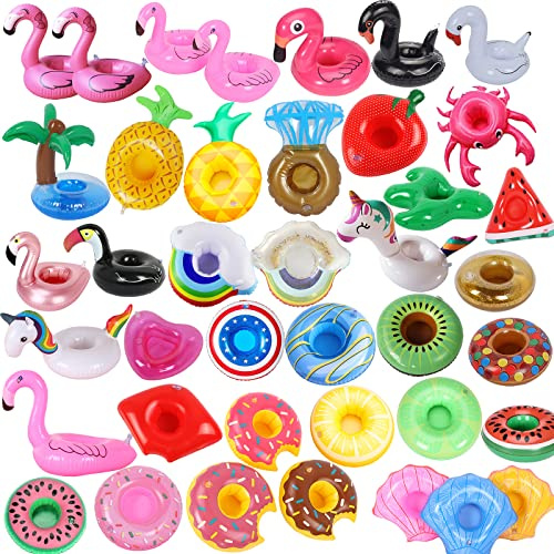 40 Pack Inflatable Drink Holders, Drink Floats Inflatable Pool Cup Holder Coasters for Pool Party