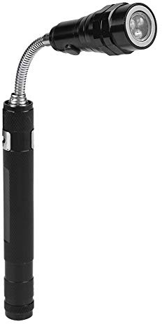 Multi Function Mini Flexible Telescopic LED Flashlight Rotatable Torch with Magnetic Suction for Checking Narrow Gaps, Nooks, Corners(Black)