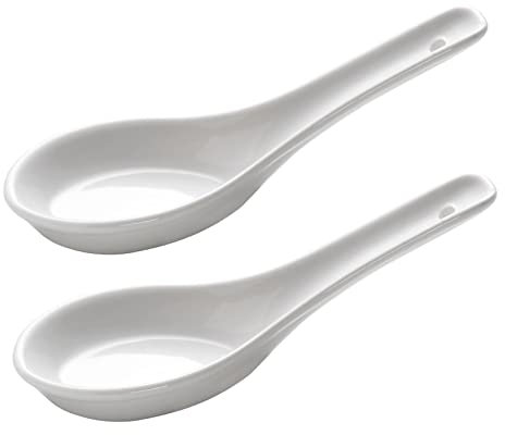 WESTCRAFT - east | White Basics ACCESSOIRES | Nippon Black and Blue - Porzellan-Löffel-Set Asien / Japan 13,5 cm - Suppen-Löffel, Servier-Löffel - Spoon-Set (White Basics 2er-Set)
