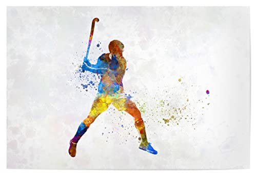 artboxONE Poster 90x60 cm Abstrakt Aquarell Feldhockey-c - Bild Sport aquarell Eishockey