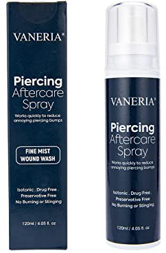 VANERIA Piercing Pflege Spray Pflegemittel,Vegane Spiercing Pflegemittel Schrumpfen Sauber und Hei len Neu für Bauchnabel Ohrloch und Piercing,Easy Piercing Spray (120ml)