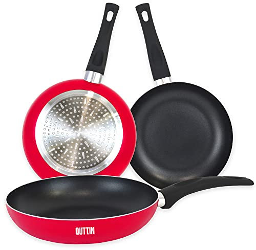 Quttin - Sartén Antiadherente de inducción Infinity con Mango. Para todo tipo de cocinas. Aluminio Forjado Doble Capa. Resistente Duradera Tortilla de patatas. Rojo Sarten Grande 28 cm
