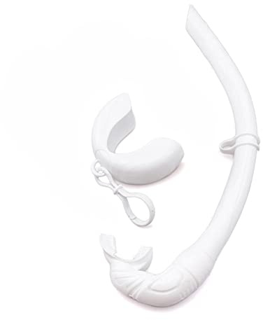TEQIN Roll-up Snorkel, Silicone Foldable Snorkel with Compact Storage Case, Freediving and Snorkeling Snorkel, Wet Breathing Tube for Freediving, Diving, and Snorkeling White