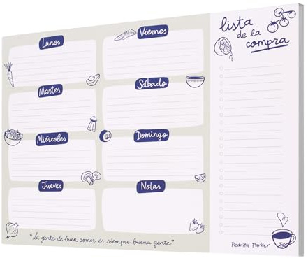 Pianificatore Pasti - Organizzatore settimanale Pasti e Lista della spesa - Pianificatore Menu Settimanale. Diario dei pasti, carta A4/90 g, 52 fogli