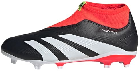 adidas Unisex Kinder Predator 24 League Laceless Firm Ground Boots, Core Black/Cloud White/Solar Red, 38 2/3 EU