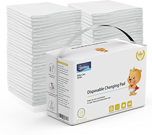 Disposable Changing Pad Liners (100 Pack) Super Soft, Disposable Changing Pads, Ultra Absorbent & Waterproof - Covers Any Surface for Mess Free Baby Diaper Changes (White)