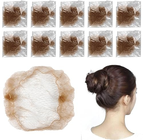 10 Pcs Invisible Hair Nets for Catering, Elastic Edge Mesh Hair Nets for Girls, Women (10 Pcs, Coffee)