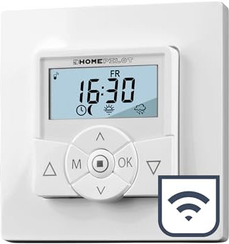 HOMEPILOT Zeitschaltuhr premium smart | Smart-Home Rolladenschalter programmierbar inkl. Display & Astrofunktion für Rolladen, Markise, Raffstore | App, Alexa etc. via Gateway möglich, Weiß