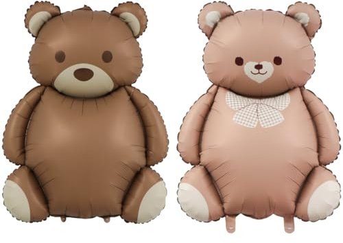 2pc Bär Luftballons, Bären Folienballon XXL, Baby Bär Ballons, Bären-FöRmige Helium Ballons für baby shower deko, Deko Kindergeburtstag, Waldtiere Geburtstag, babyparty