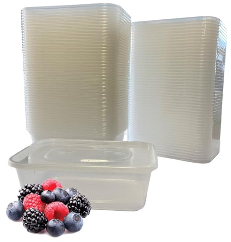Clearly Plastic Food Containers with Lids, Pack of 50 Food Storage Containers, Microwave-Safe and Freezer-Friendly Food Storage with Leak Proof Seal 500ml