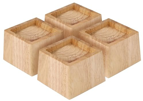 TQVAI Wood Bed Risers 2.5 Inch (Inner 2 H), Furniture Risers Supports up to 2200 lbs Heavy Duty for Sofa Desk Couch Table, 4 Pack Table Legs Support with Non-Slip Rubber Pad, Original