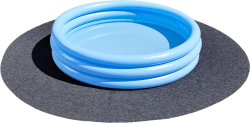 Misento Kunstrasen Easy, Poolunterlage rund - 195 cm, Anthrazit | Nadelfilz Rasenteppich, wasserdurchlässig, Drainage-Noppen, 4mm, für Pool, Aufstellpool, Whirlpool