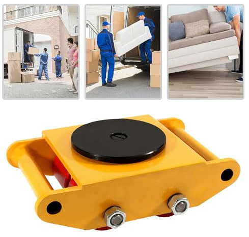 Transportador de máquinas rotativo giratorio, tanque, dirección, chasis, patines, maquinaria, ruedas de carga pesada rectangular, amarillo, con asa, ruedas antideslizantes