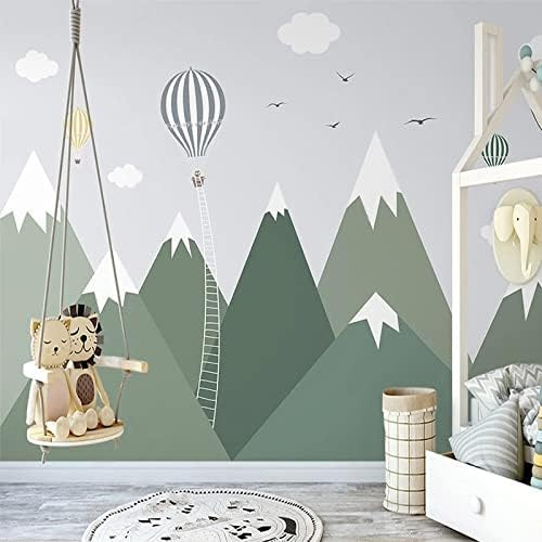 XLMING Handgemalte Berge Heißluftballon Kinderzimmer Schlafzimmer Wohnzimmer Tv Hintergrund Wand 3D Tapete-350cm×256cm